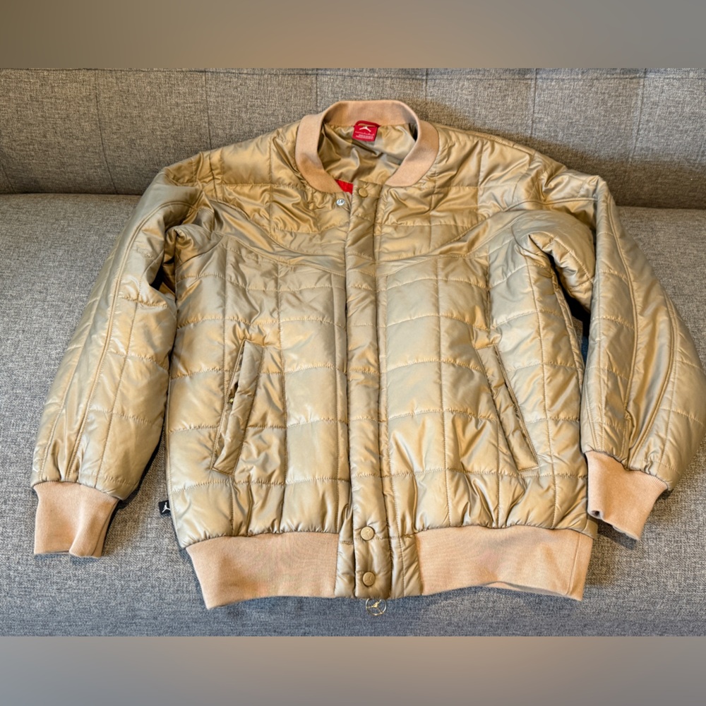Jordan Quilted Button-Down Jacket Tan Large | Streetwear Layer